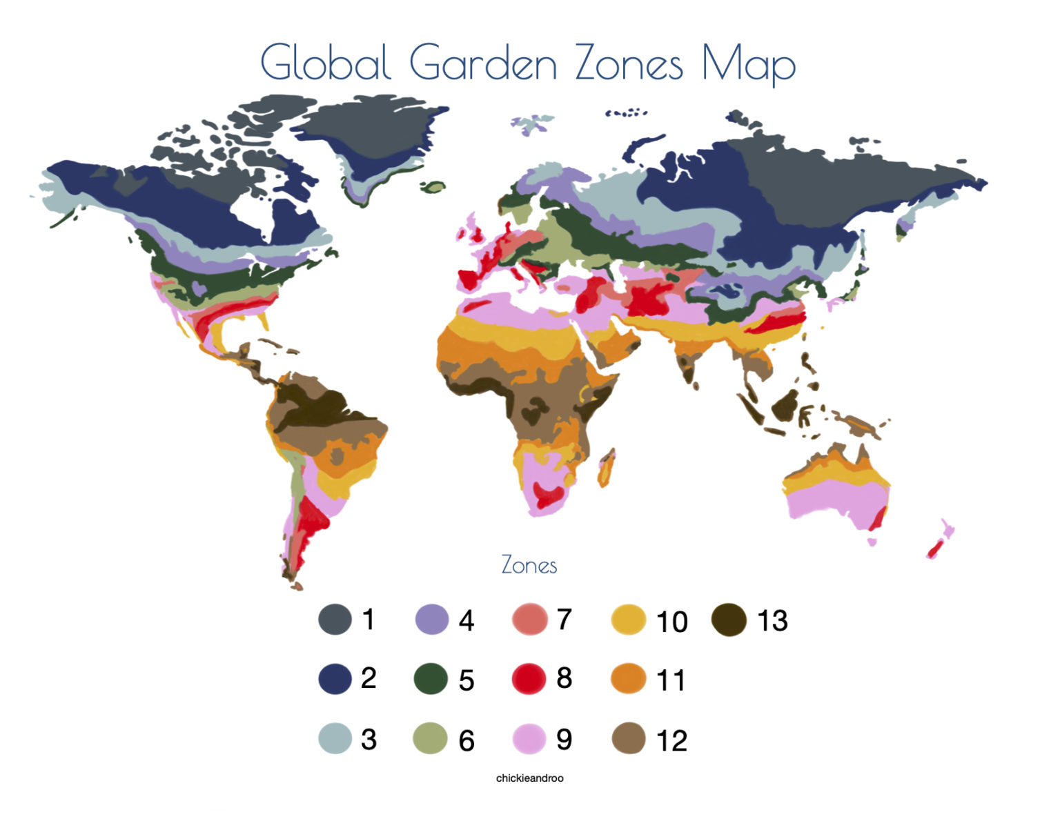 Global Garden Zones Map Chickie & Roo Homeschool